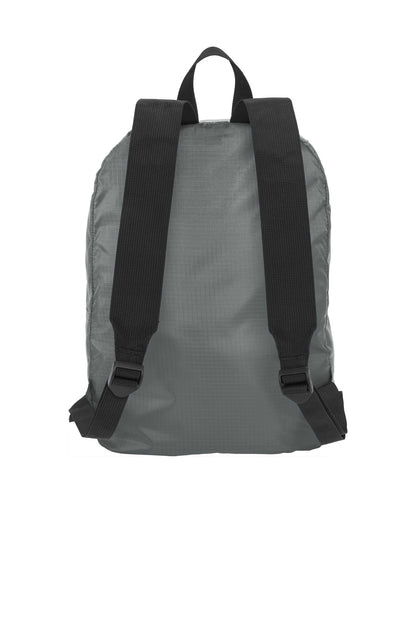 Rear View of Shadow Grey Port Authority Crush Ripstop Backpack BG213 plain