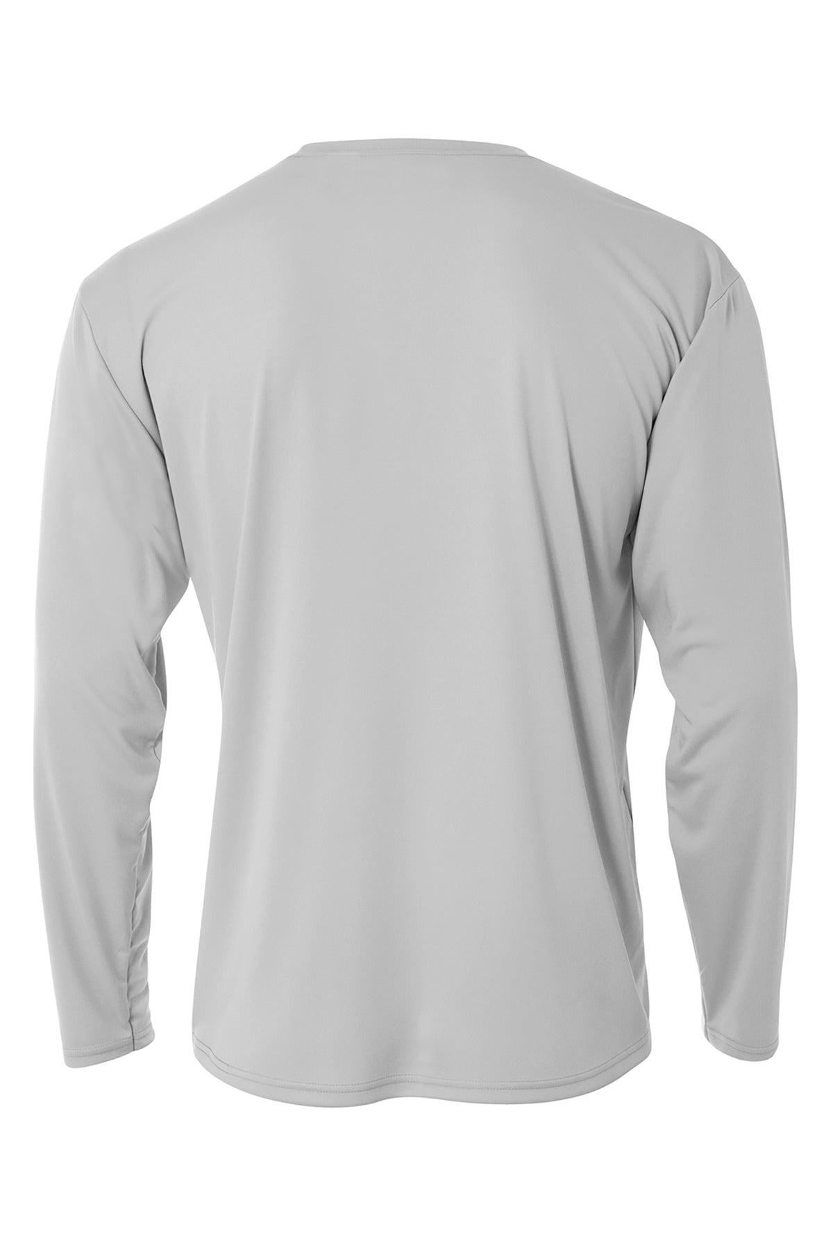 Rear View of Silver A4 Cooling Performance Long Sleeve Tee A4N3165 plain