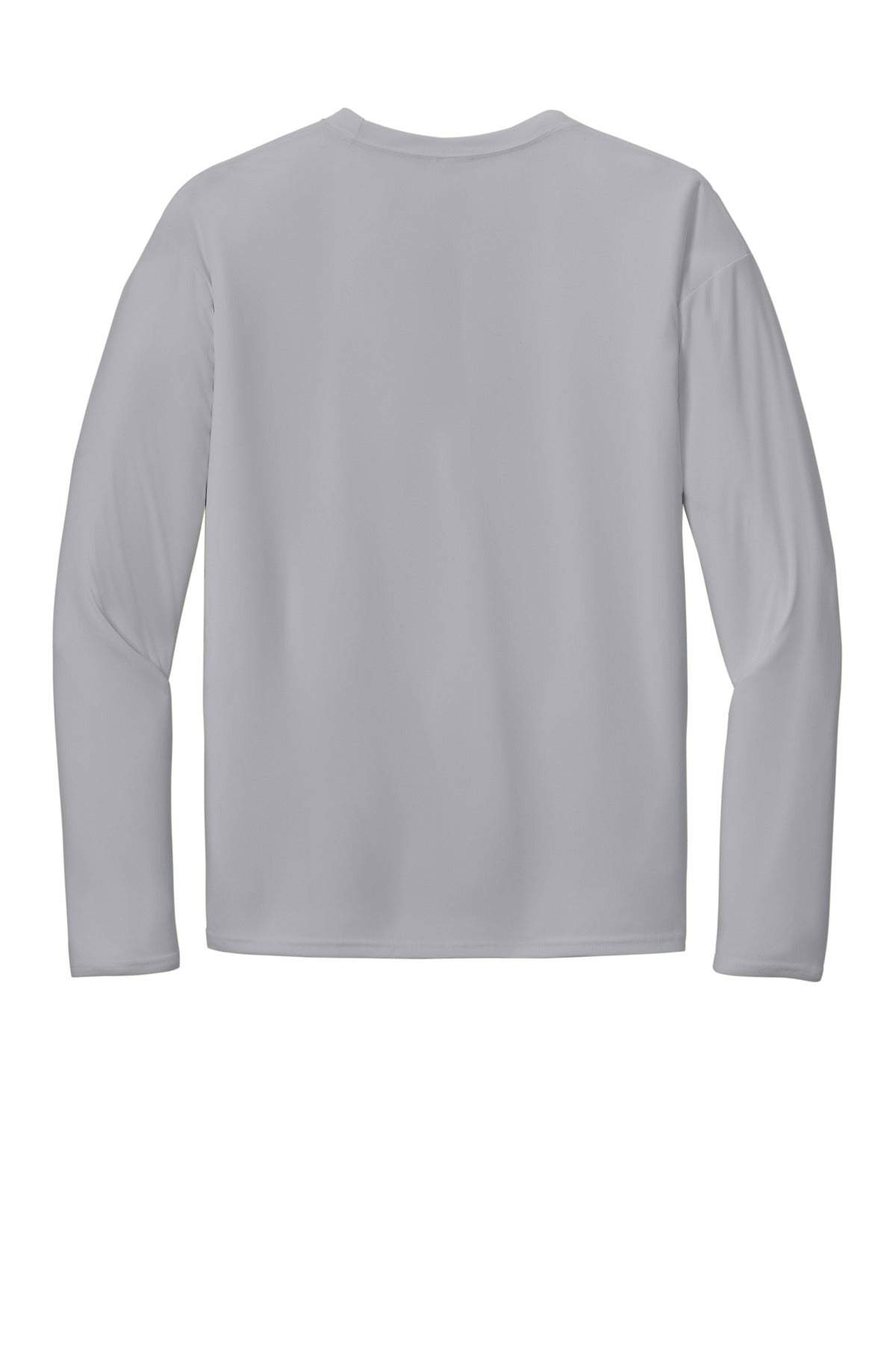 Rear View of Silver Port & Co Long Sleeve Performance Tee. PC380LS plain