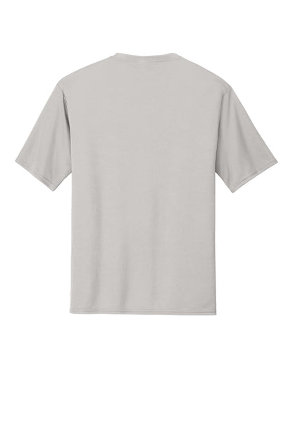 Rear View of Silver Port & Co Performance Tee. PC380 plain