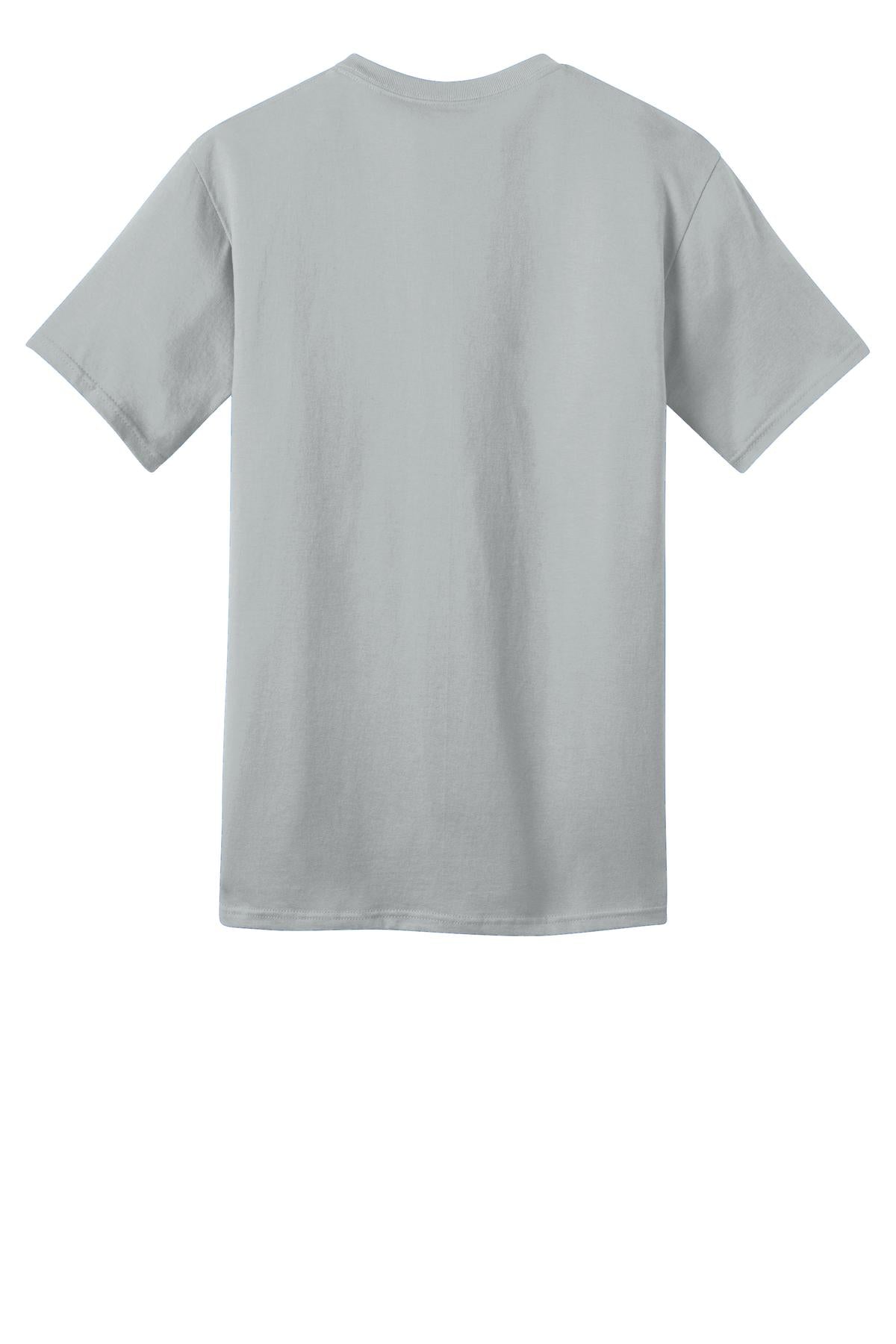 Rear View of Silver Port & Co Ring Spun Cotton Tee. PC150 plain