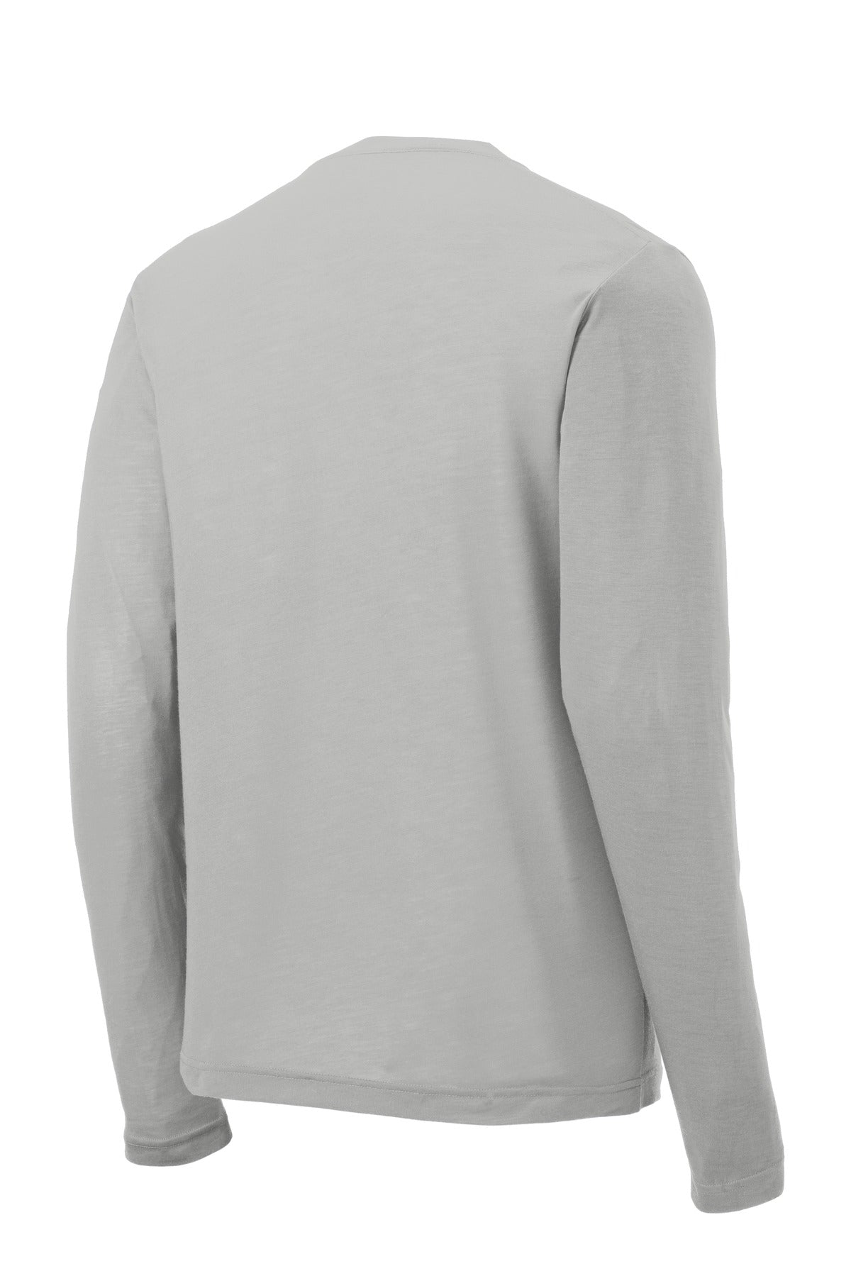 Rear View of Silver Sport-Tek Long Sleeve PosiCharge Competitor Cotton Touch Tee. ST450LS plain