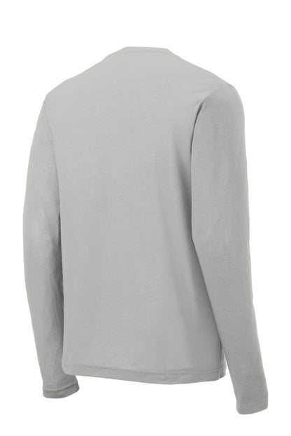 Rear View of Silver Sport-Tek Long Sleeve PosiCharge Competitor Cotton Touch Tee. ST450LS plain