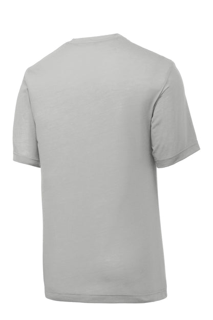 Rear View of Silver Sport-Tek PosiCharge Competitor Cotton Touch Tee. ST450 plain