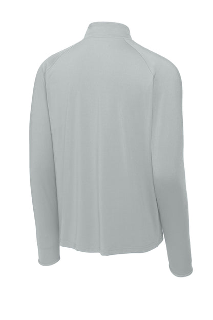 Rear View of Silver Sport-Tek Sport-Wick Stretch 1/4-Zip Pullover. ST850