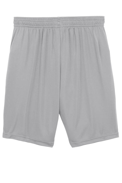 Rear View of Silver Sport-Tek Youth PosiCharge Competitor Short. YST355 plain