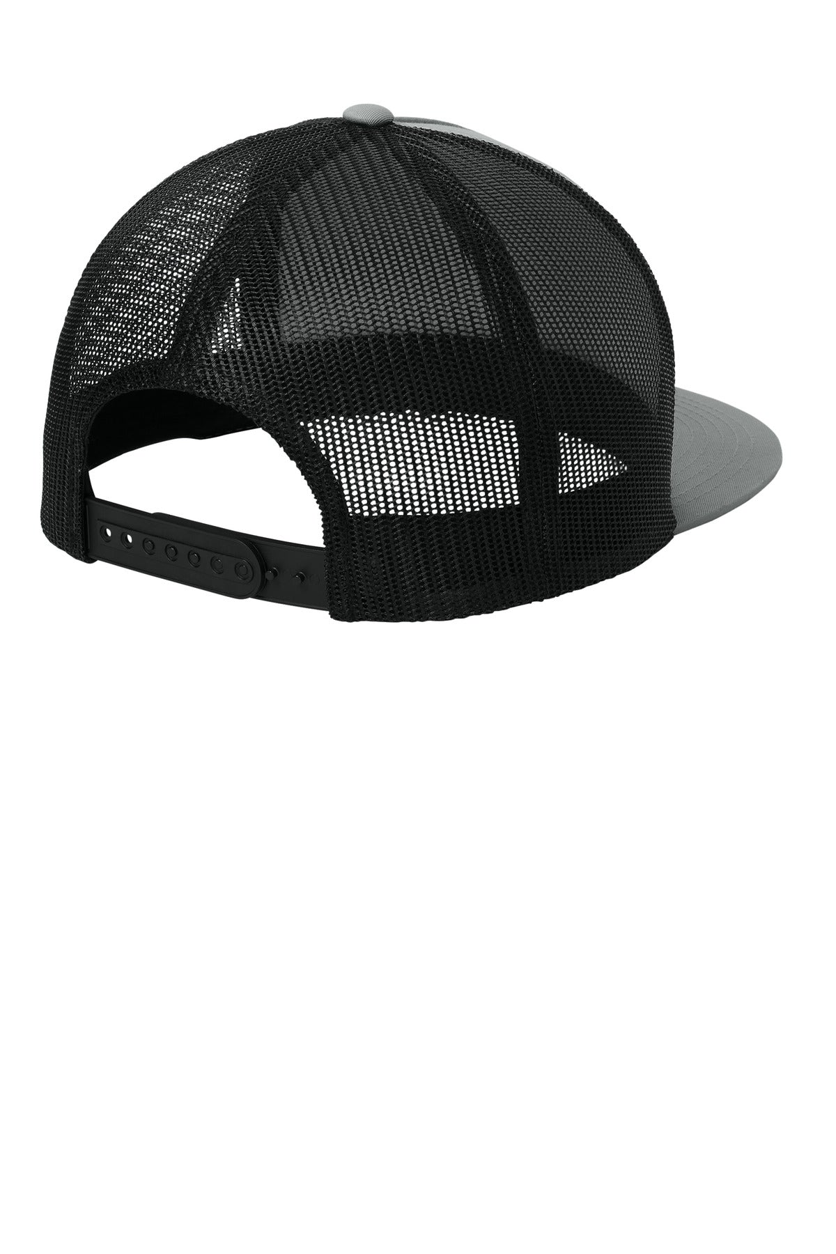 Rear View of Silver/Blk Sport-Tek YP Classics 5-Panel Classic Trucker Mesh Back Cap. STC38