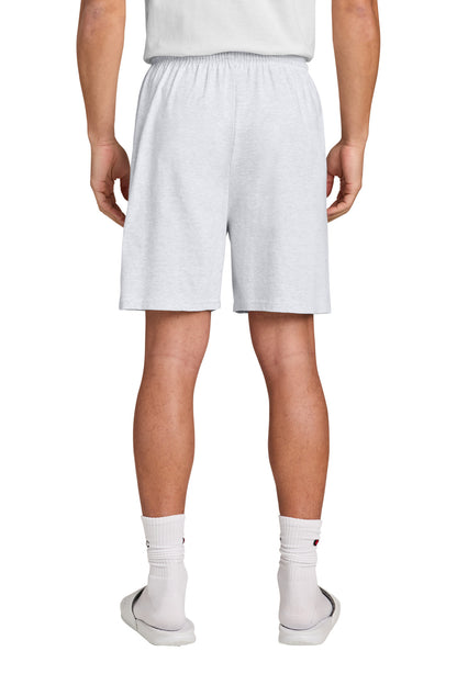 Rear View of SilverGrey Champion Cotton Gym Short 8187 plain