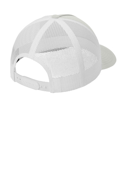 Rear View of Silver/Wht Sport-Tek YP Classics Retro Trucker 5-Panel Cap STC54 plain