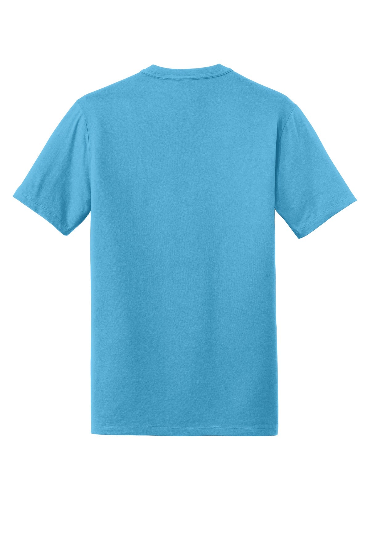 Rear View of Sky Blue New Era Heritage Blend Crew Tee. NEA100 plain