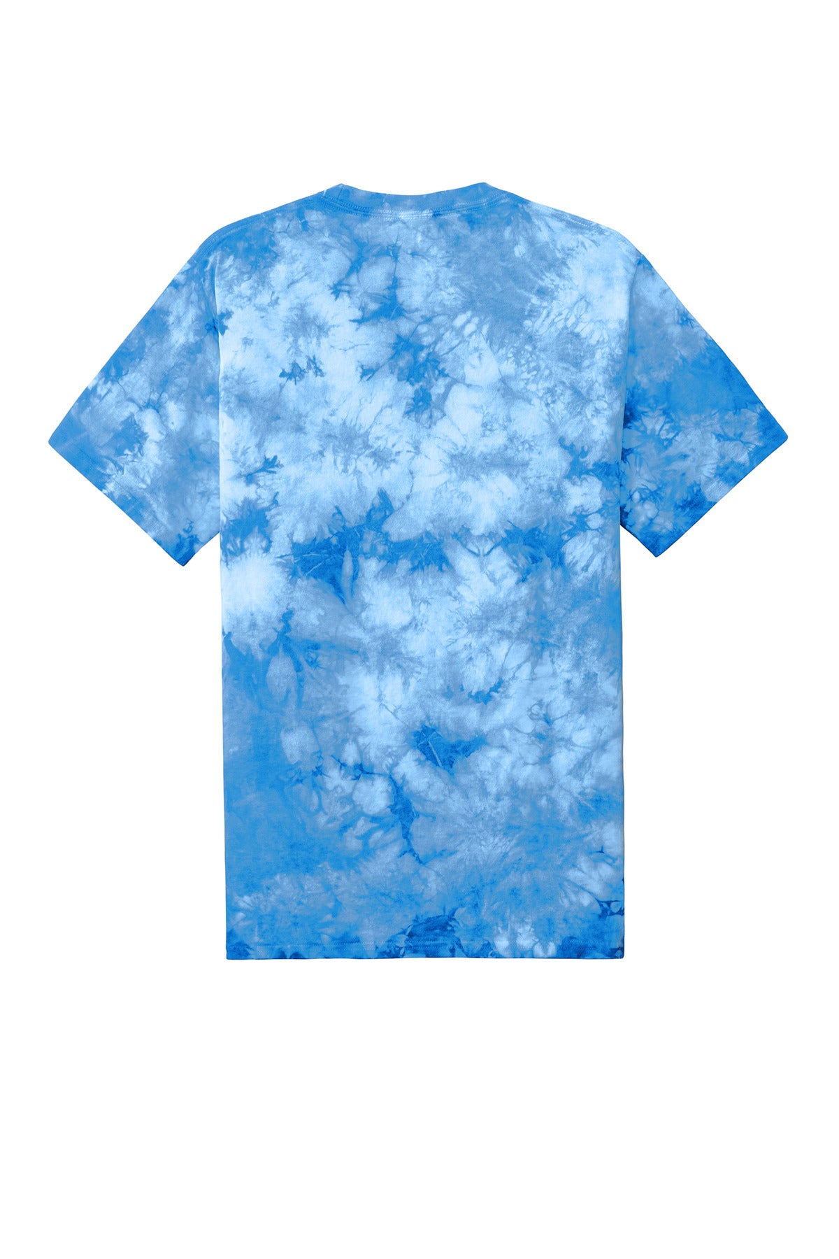 Rear View of Sky Blue Port & Co Crystal Tie-Dye Tee PC145 plain