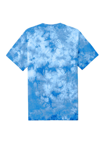 Rear View of Sky Blue Port & Co Crystal Tie-Dye Tee PC145 plain