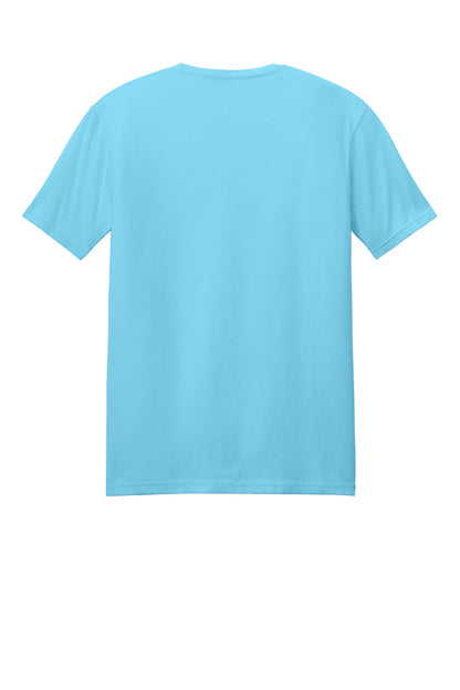 Rear View of Sky Gildan Softstyle T-Shirt. 64000 plain
