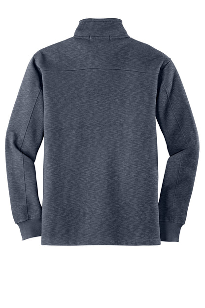 Rear View of Slate Grey Port Authority Slub Fleece 1/4-Zip Pullover. F295 plain