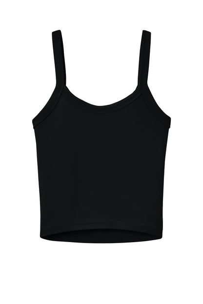 Rear View of SldBkBlend BELLA+CANVAS Women's Micro Rib Spaghetti Strap Tank BC1012 plain