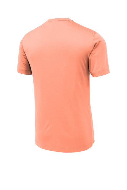Rear View of Soft Coral Sport-Tek Posi-UV Pro Tee. ST420 plain