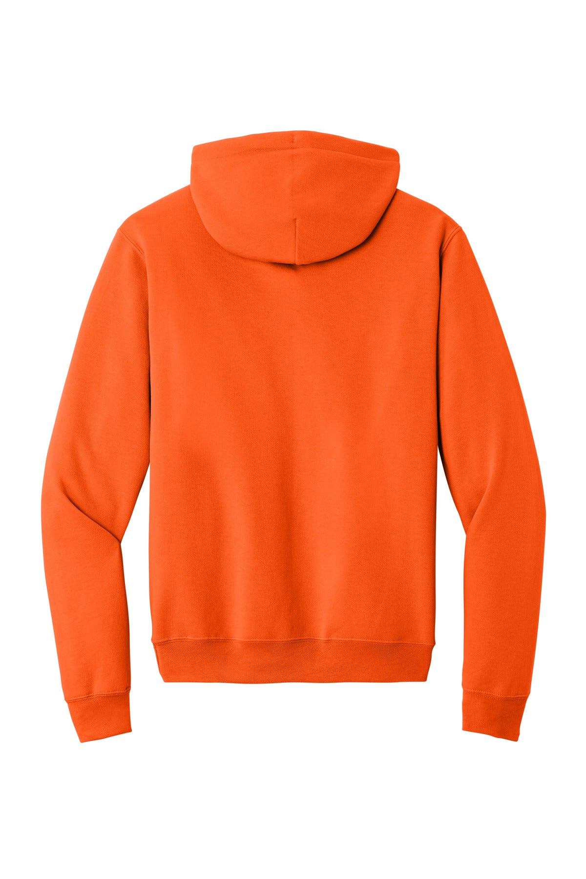 Rear View of SOrange Port & Co Core Fleece Pullover Hooded Sweatshirt. PC78H plain