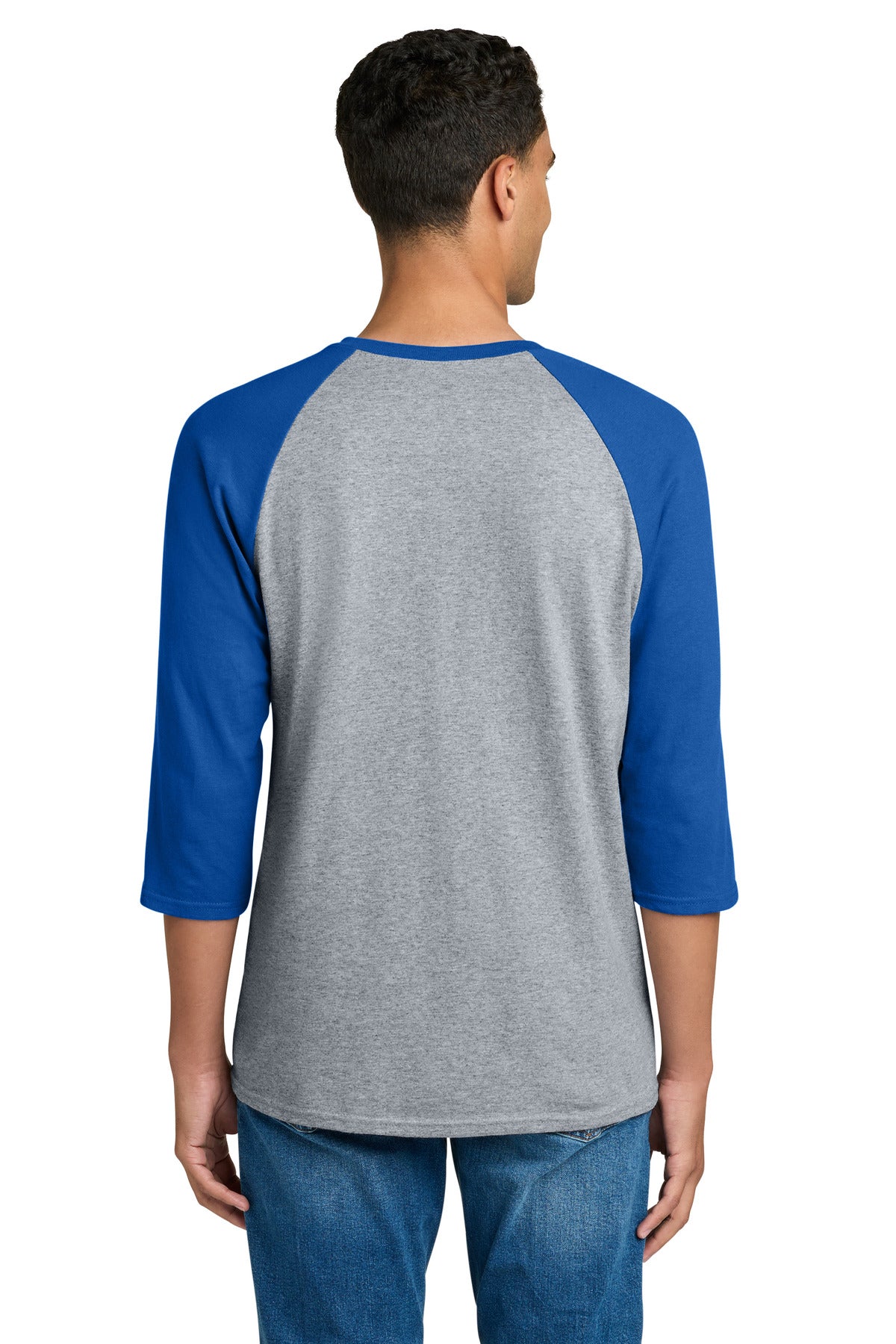 Rear View of SpGTrimRyl Gildan Heavy Cotton 3/4-Sleeve Raglan T-Shirt. 5700 plain