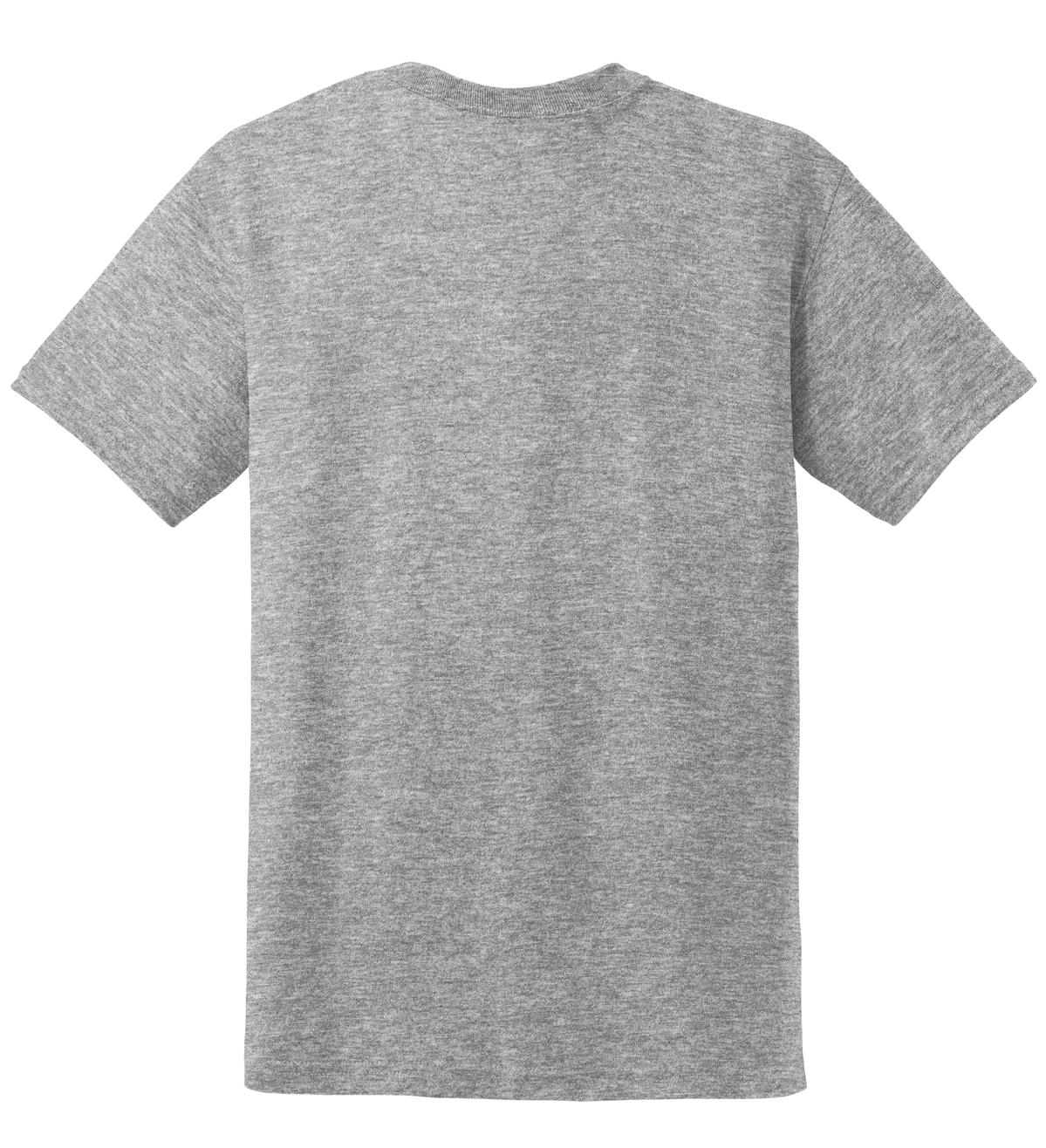 Rear View of Sport Grey Gildan DryBlend 50 Cotton/50 Poly T-Shirt. 8000 plain