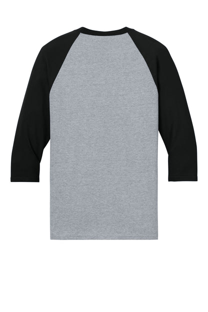 Rear View of Sport Grey/Blk Gildan Heavy Cotton 3/4-Sleeve Raglan T-Shirt. 5700 plain