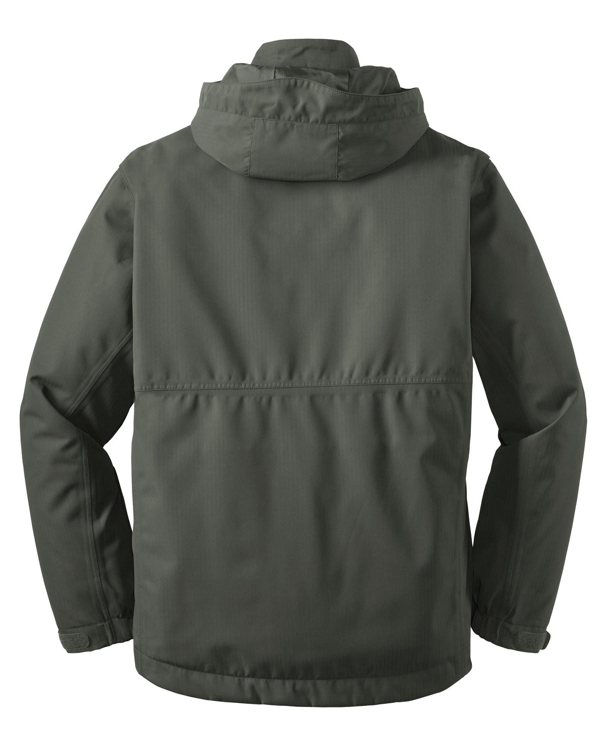 Rear View of Spruce Green Port Authority Herringbone 3-in-1 Parka. J302 plain