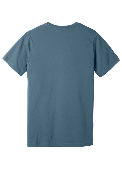 Rear View of Steel Blue BELLA+CANVAS Unisex Jersey Short Sleeve Tee. BC3001 plain