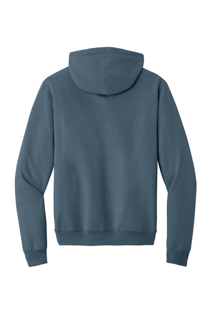Rear View of Steel Blue Port & Co Core Fleece Pullover Hooded Sweatshirt. PC78H plain