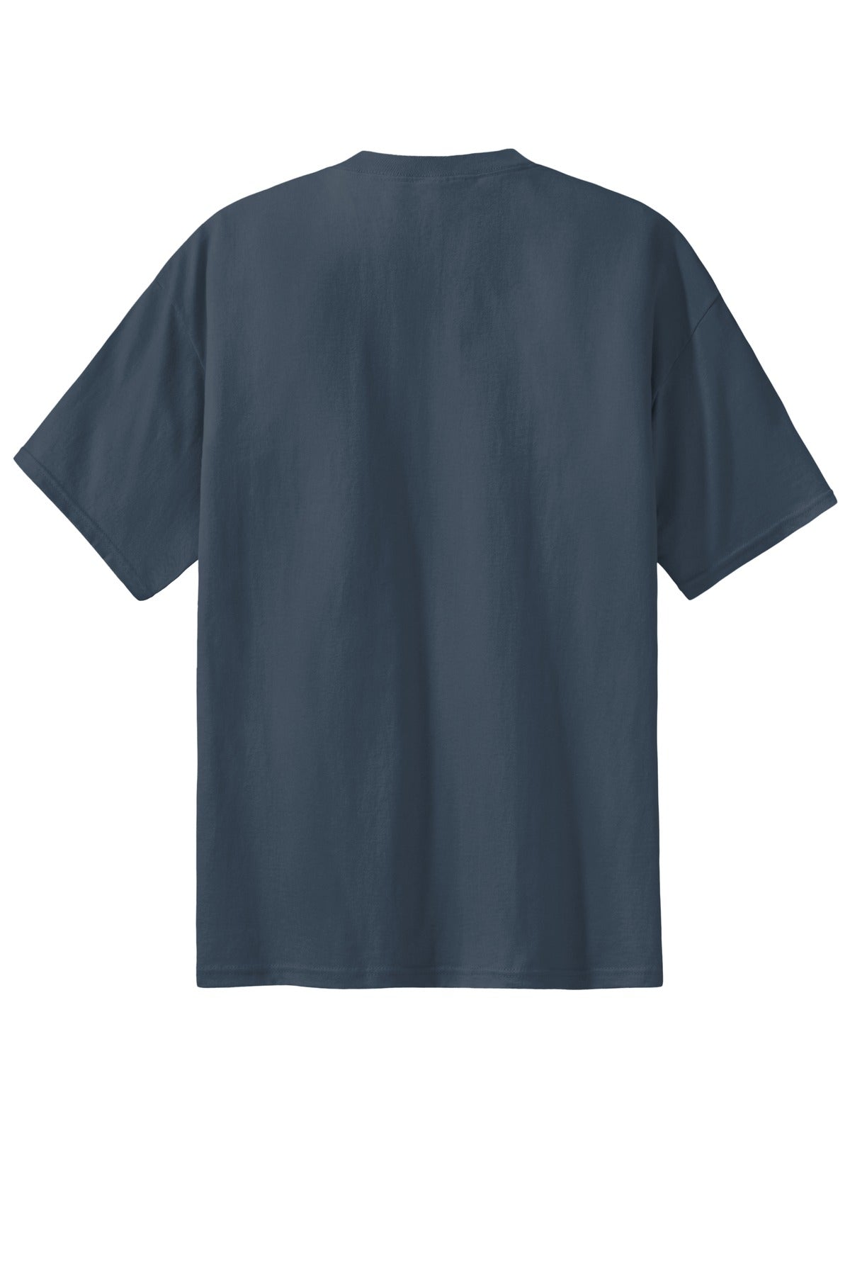 Rear View of Steel Blue Port & Co Essential Tee. PC61 plain