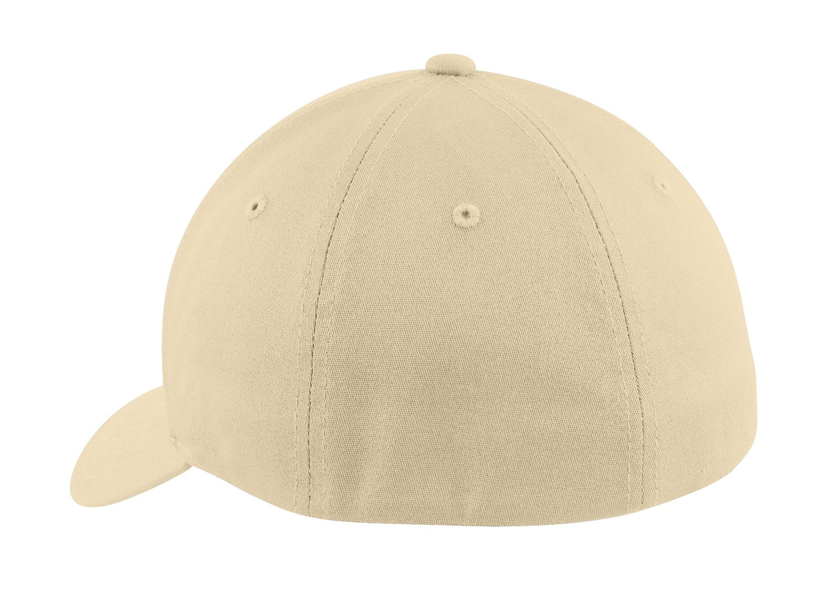 Rear View of Stone Port Authority Flexfit Cotton Twill Cap. C813 plain