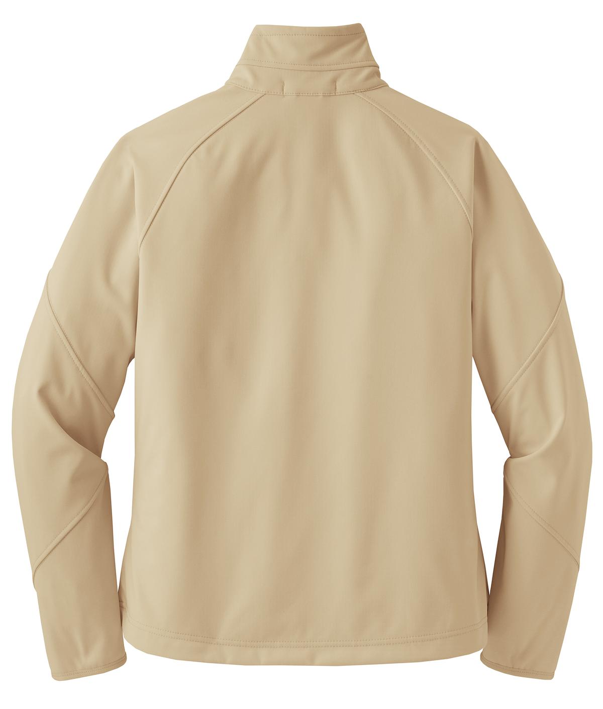 Rear View of Stone Port Authority Women's Textured Soft Shell Jacket. L705 plain
