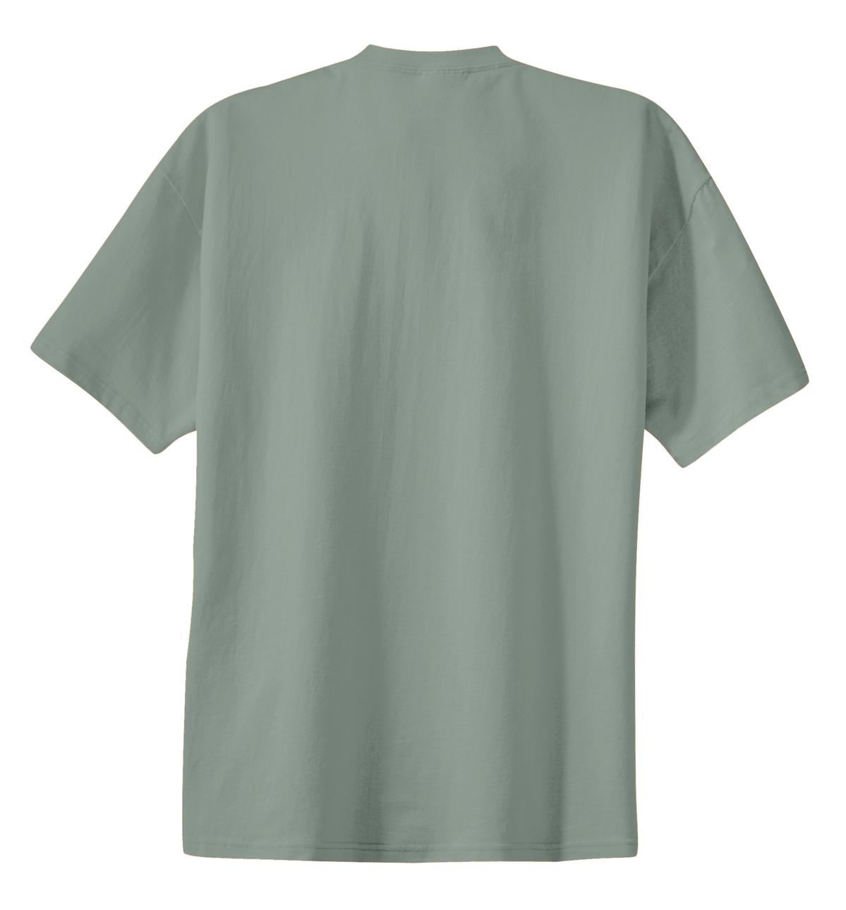 Rear View of Stonewash Gree Port & Co Essential Tee. PC61 plain