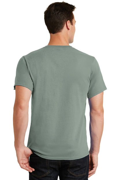 Rear View of Stonewash Gree Port & Co Essential Tee. PC61 plain