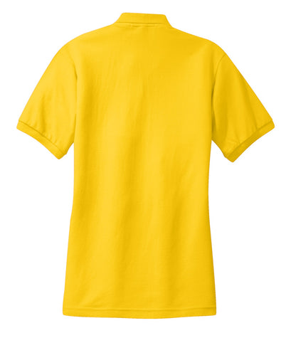 Rear View of Sunflower Yllw Port Authority Women's Silk Touch Polo. L500 plain