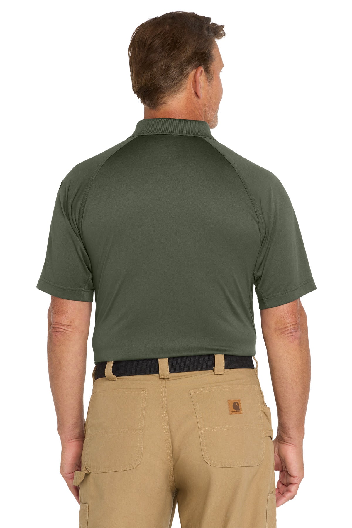 Rear View of Tactical Green CornerStone - Select Snag-Proof Tactical Polo. CS410 plain