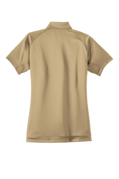 Rear View of Tan CornerStone Women's Select Snag-Proof Tactical Polo. CS411 plain