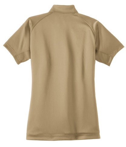 Rear View of Tan CornerStone Women's Select Snag-Proof Tactical Polo. CS411 plain
