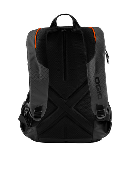 Rear View of Tarmac/Orange OGIO Basis Pack. 91003 plain