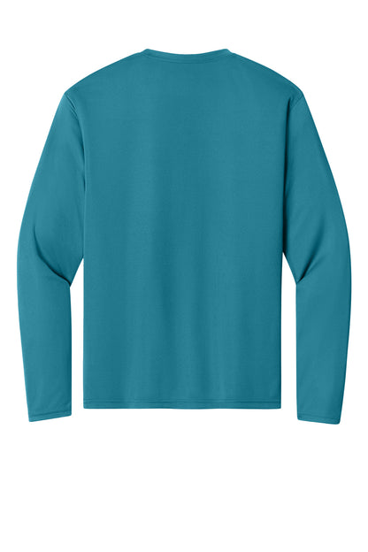 Rear View of Teal A4 Cooling Performance Long Sleeve Tee A4N3165 plain
