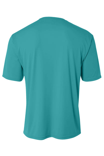 Rear View of Teal A4 Cooling Performance Short Sleeve Tee A4N3142 plain