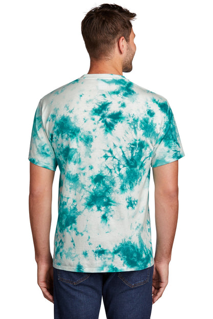Rear View of Teal Port & Co Crystal Tie-Dye Tee PC145 plain