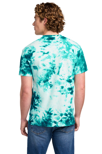 Rear View of Teal Port & Co Crystal Tie-Dye Tee PC145 plain