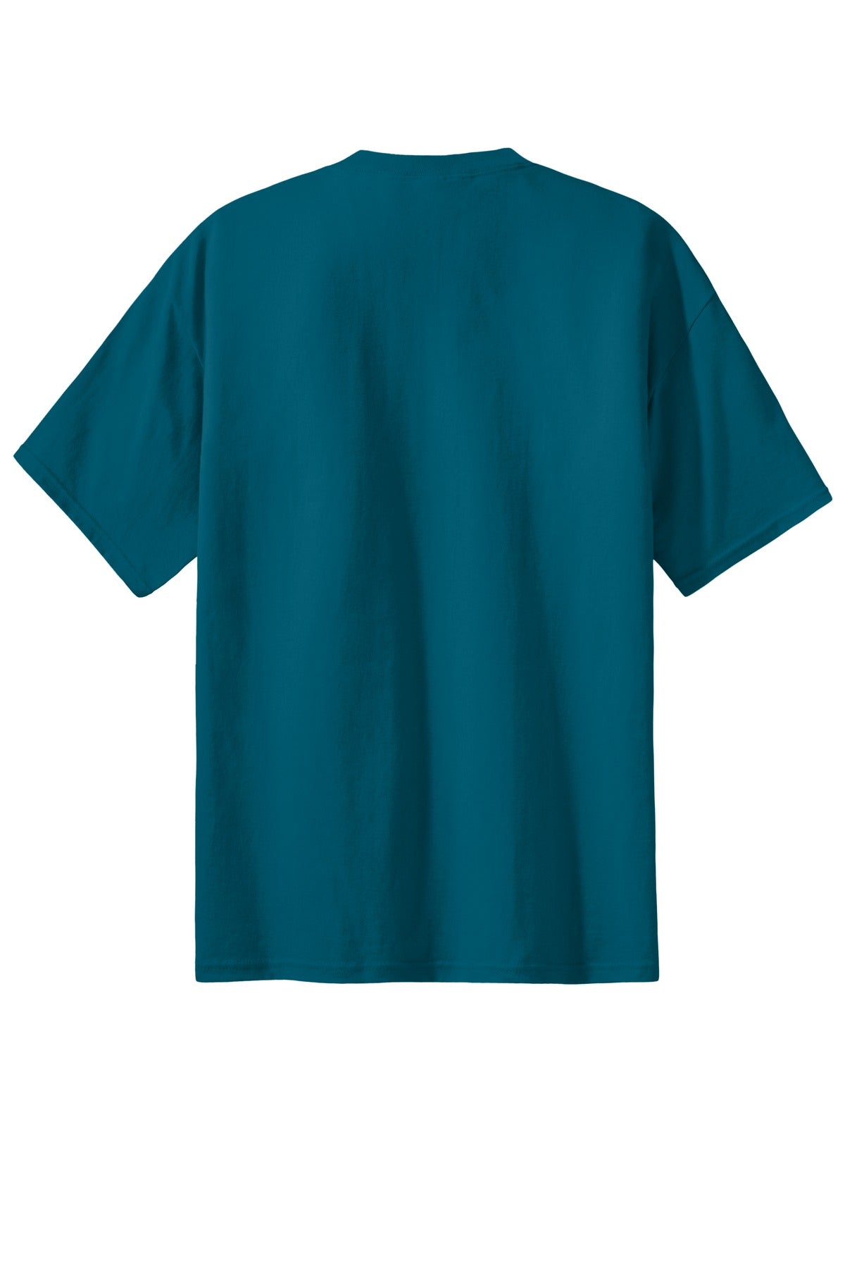 Rear View of Teal Port & Co Essential Tee. PC61 plain