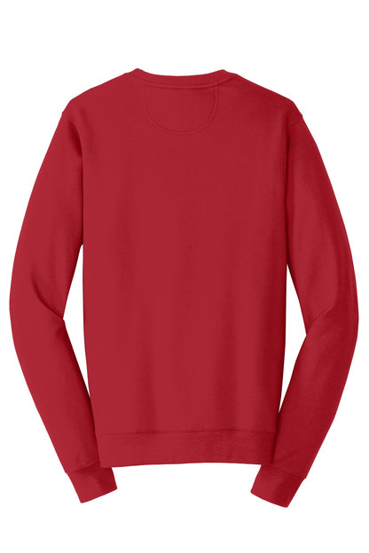 Rear View of Team Cardinal Port & Co Fan Favorite Fleece Crewneck Sweatshirt. PC850 plain