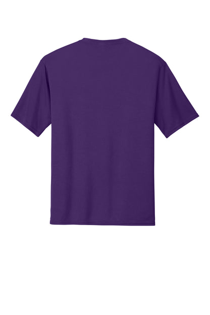 Rear View of Team Purple Port & Co Performance Tee. PC380 plain