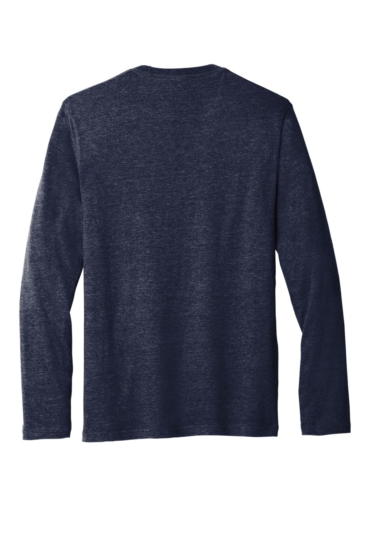 Rear View of TeamNavyHt Port & Co Tri-Blend Long Sleeve Tee. PC330LS plain