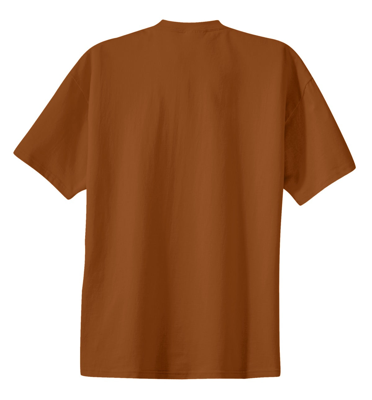 Rear View of Texas Orange Port & Co Essential Tee. PC61 plain