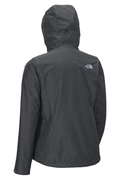Rear View of TNF Dk Grey He The North Face Women's DryVent Rain Jacket. NF0A3LH5 plain