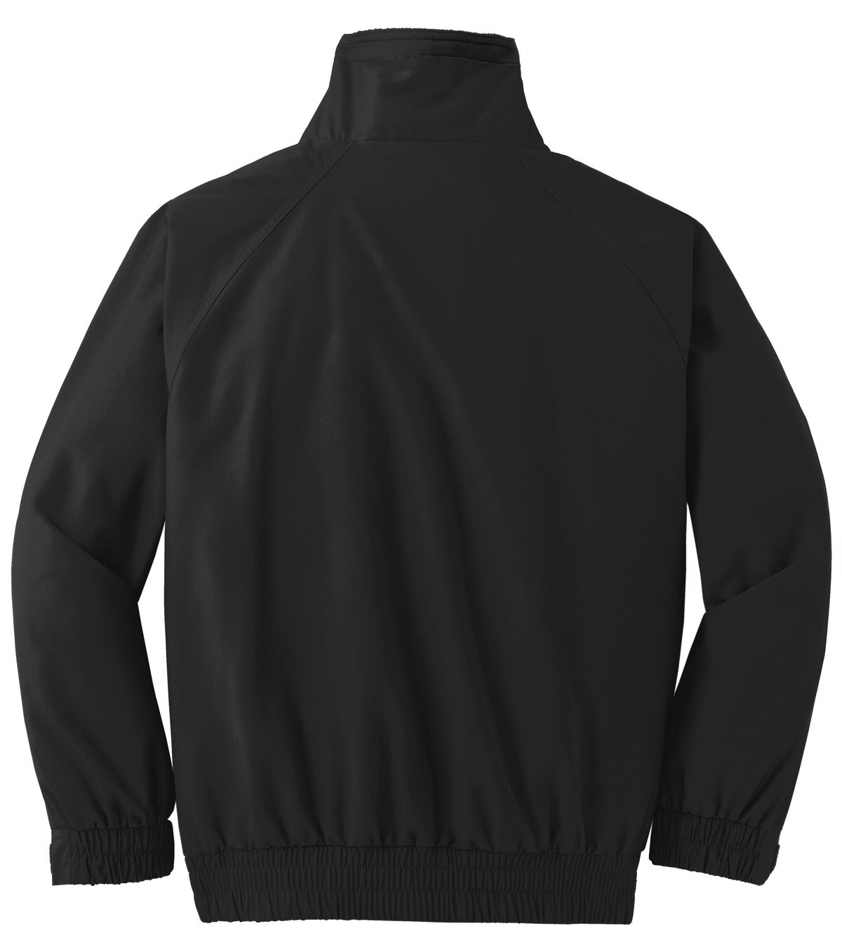 Rear View of Tr Black/Tr Bk Port Authority Competitor Jacket. JP54 plain