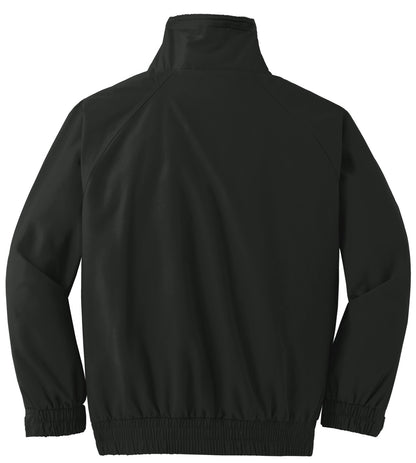 Rear View of Tr Black/Tr Bk Port Authority Competitor Jacket. JP54 plain