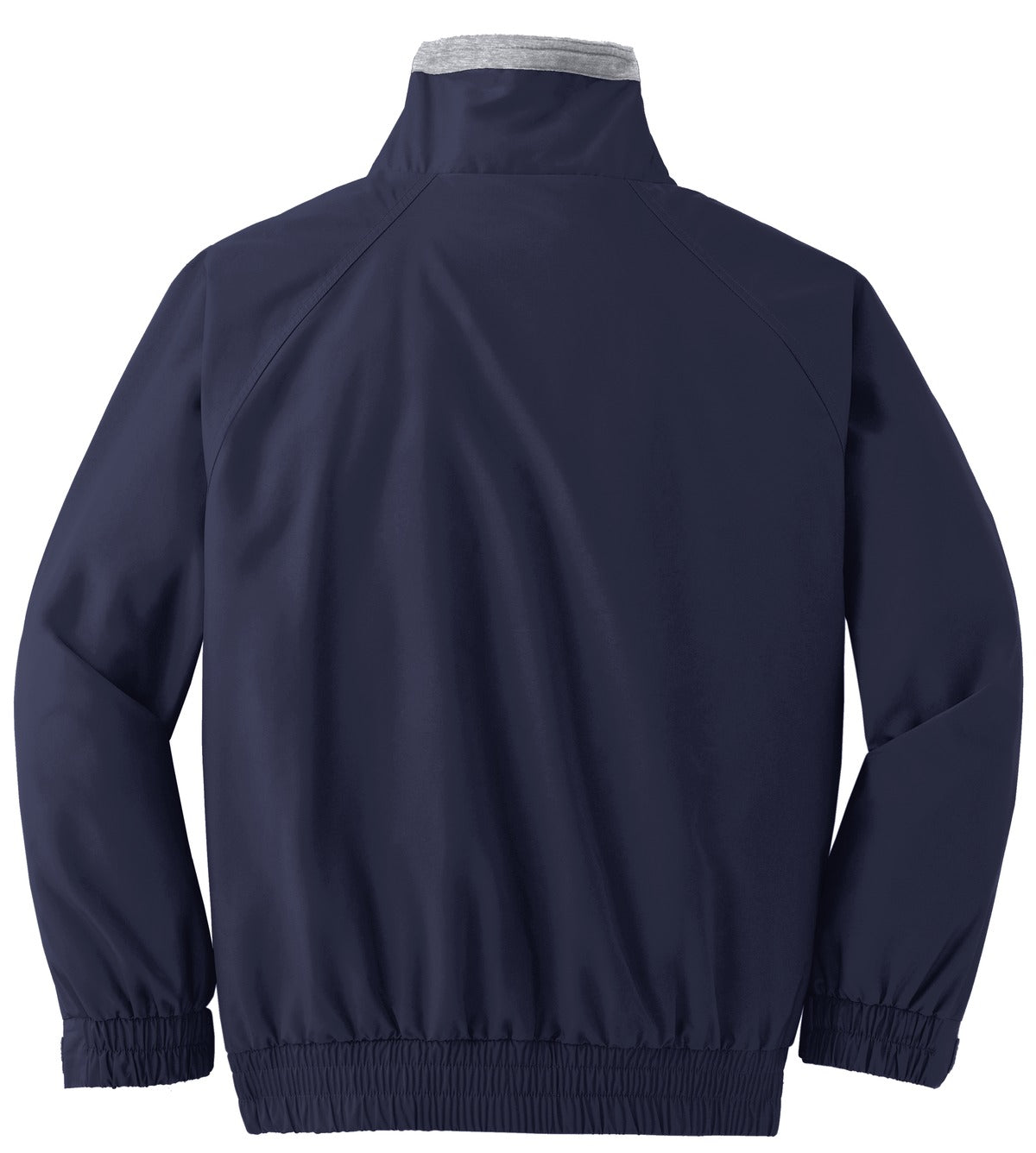 Rear View of Tr Navy/Gr Hth Port Authority Competitor Jacket. JP54 plain